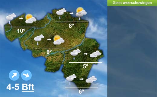 weersverwachting voor vandaag