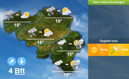 Weersverwachting voor de komende dagen