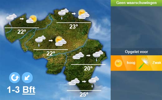 Weersverwachting voor de komende dagen
