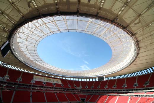 Het dak van het ‘Estadio Nacional’ in de Braziliaanse hoofdstad Brasilia