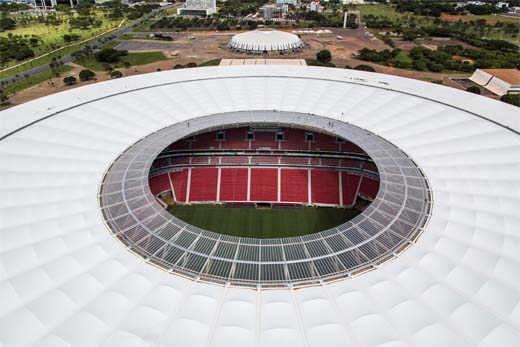 Het dak van het ‘Estadio Nacional’ in de Braziliaanse hoofdstad Brasilia