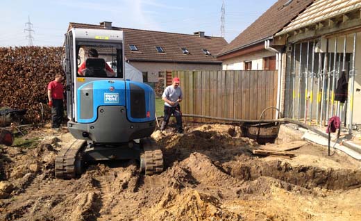 onderschoeiingswerken voor de bouw van de kelder