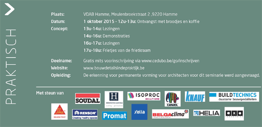 Bouwdetails in de praktijk: praktijknamiddag in Hamme op 1 oktober