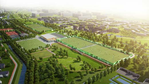 Park en Sportpark op tunneldak A4 in aanbouw