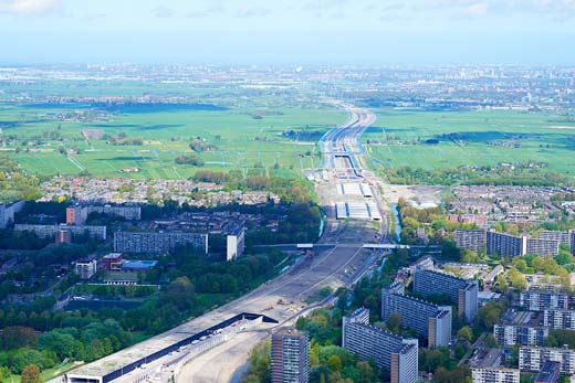 Park en Sportpark op tunneldak A4 in aanbouw