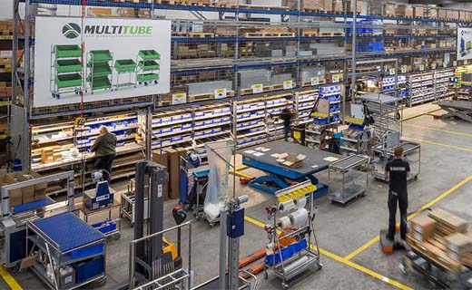 Modulaire magazijnsystemen gegeerd bij distributiecentra