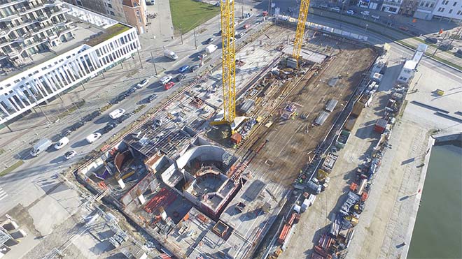 Tijdelijke mobiele betoncentrale voor project A5 Cadix in Antwerpen