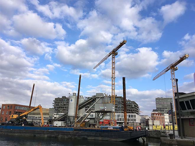 Tijdelijke mobiele betoncentrale voor project A5 Cadix in Antwerpen