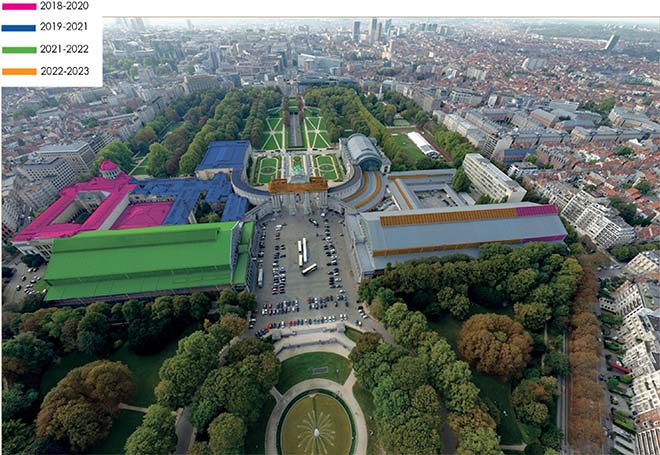 De Regie der Gebouwen vernieuwt de daken van Autoworld in het Brusselse Jubelpark