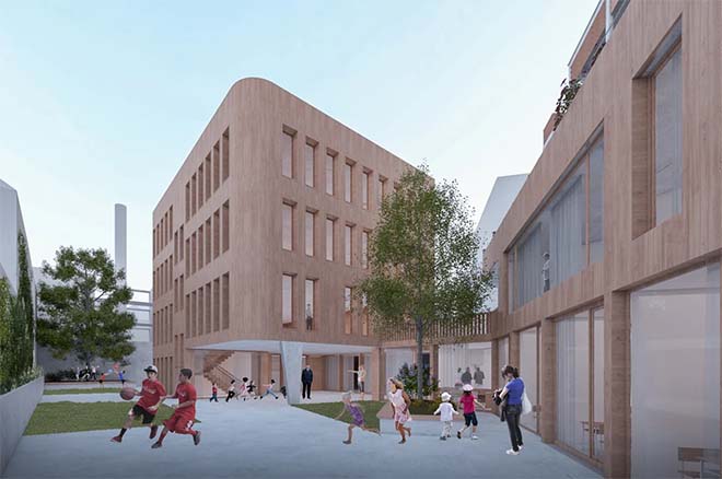 Symbolic kick-off site for new school and passive houses in the heart of Brussels