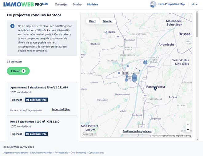 Immoweb lanceert de Prospectiemap