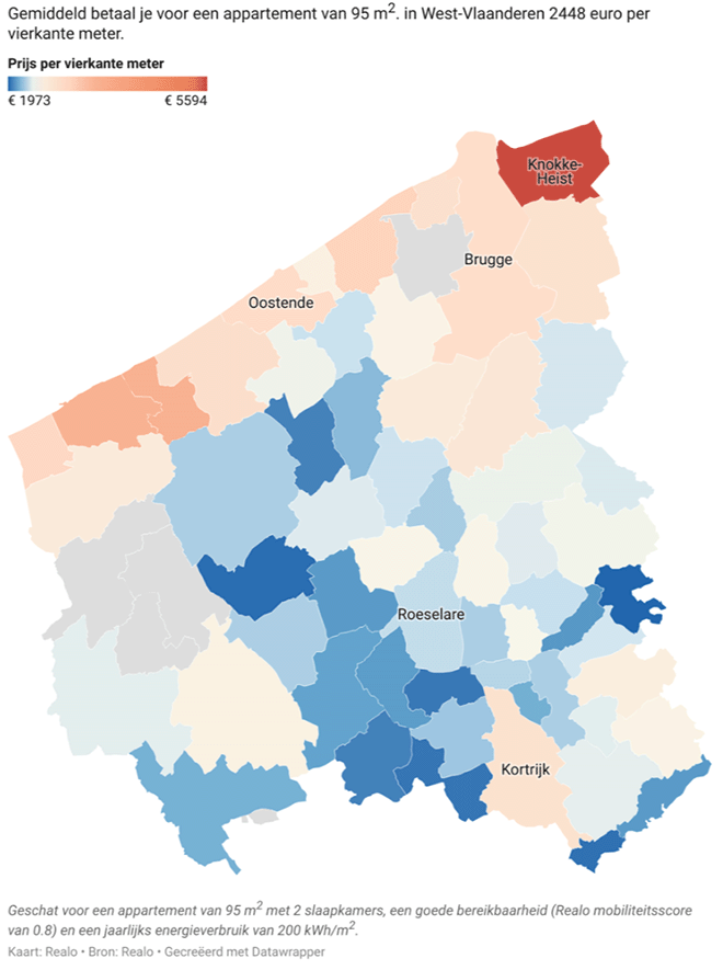 Appartementsprijzen in West-Vlaanderen