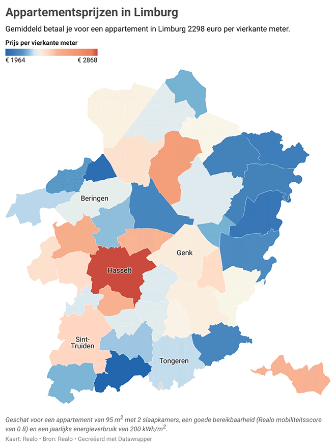 Appartementsprijzen in Limburg