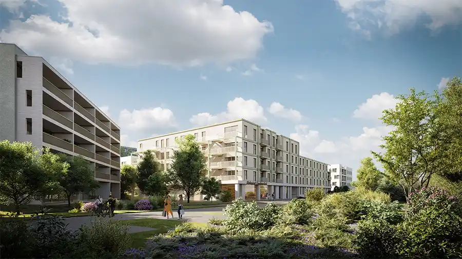 Voormalig kantoorcomplex in Woluwedal wordt omgetoverd tot nieuwe klimaatvriendelijke woonbuurt voor 199 gezinnen