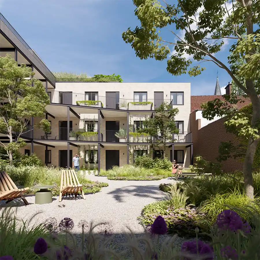 Nieuw groen project met 30 appartementen en een coworkingruimte in Kortrijk