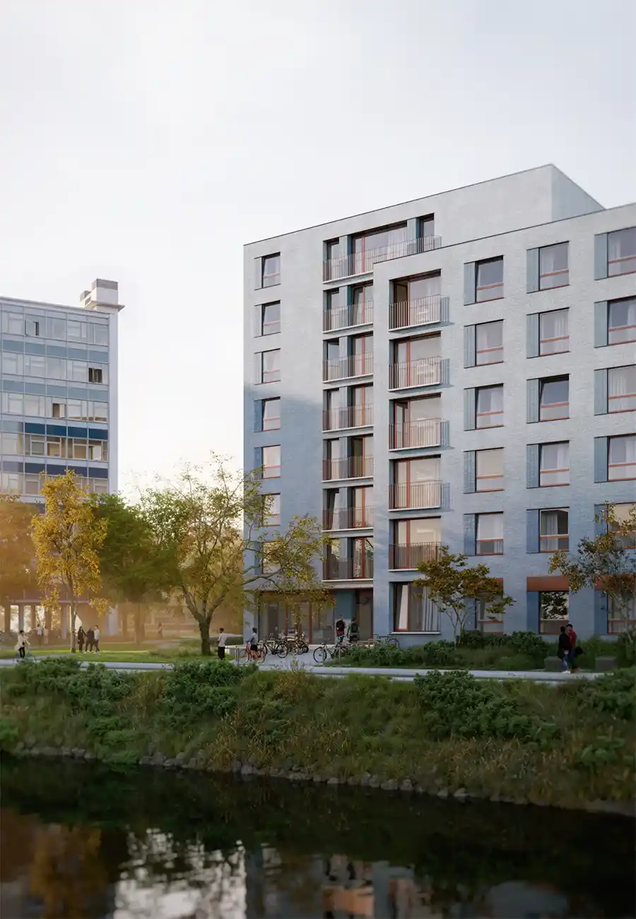 Studentencomplex met 240 kamers en nieuw publiek park geven Farys-site tweede leven