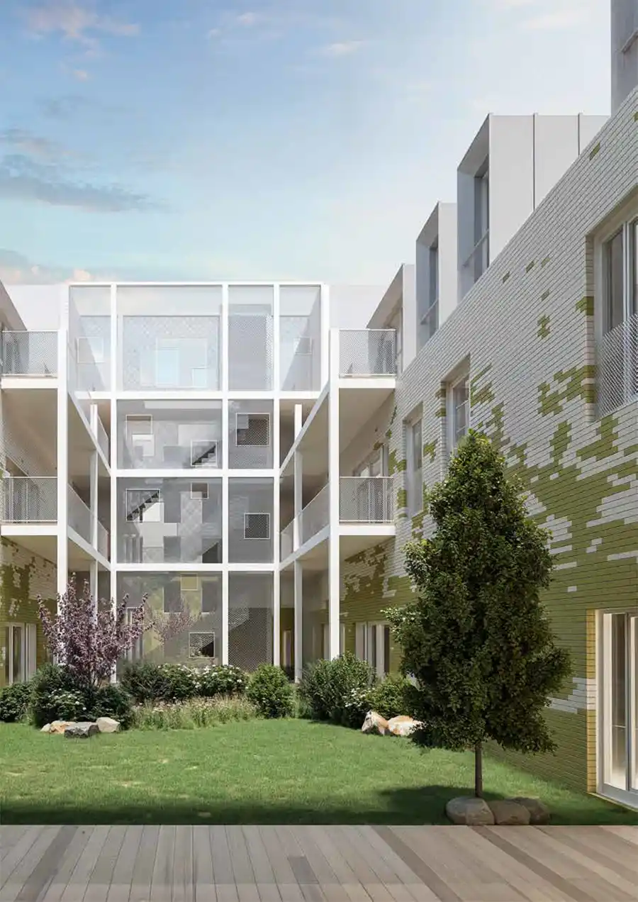 Er ontstaat een nieuw binnenplein dat licht en lucht tot diep in het complex brengt