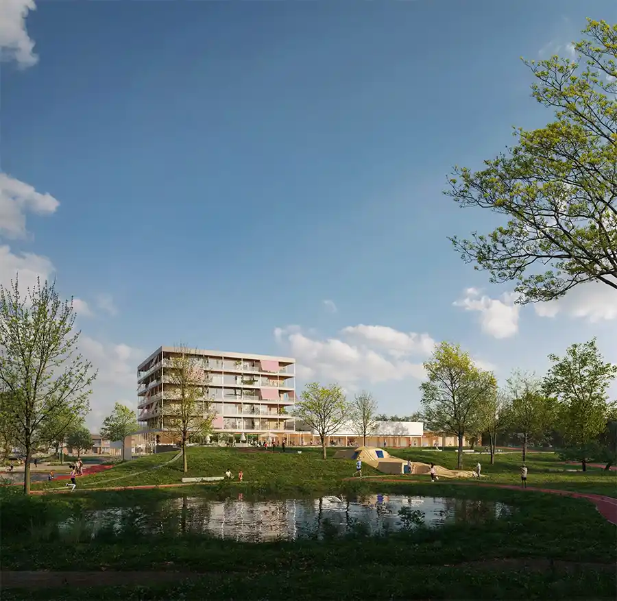 Bree krijgt nieuw sport- en wooncomplex in hout
