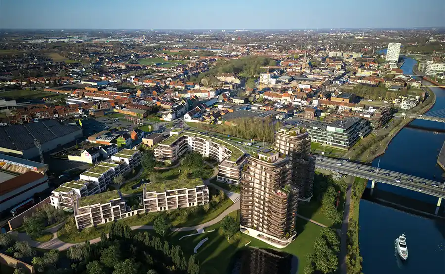 Bouw van EVER-woontorens gestart op Blekerijsite in Kortrijk