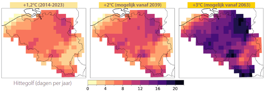 Jaarlijks aantal hittegolfdagen