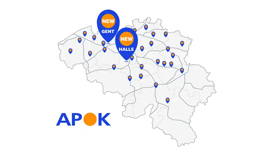 APOK opent nieuwe vestigingen in Halle en Gent