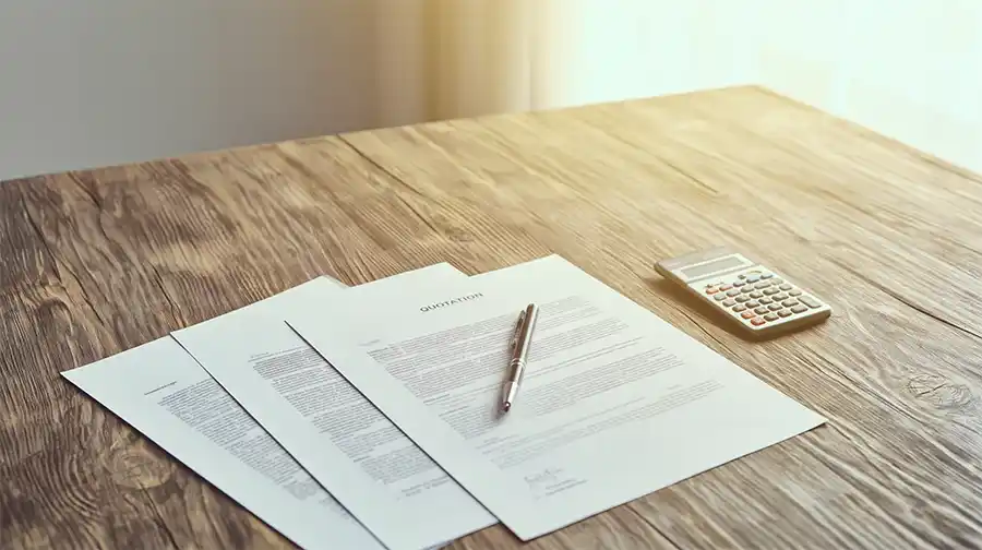 drie offertes naast elkaar op tafel met pen en rekenmachine