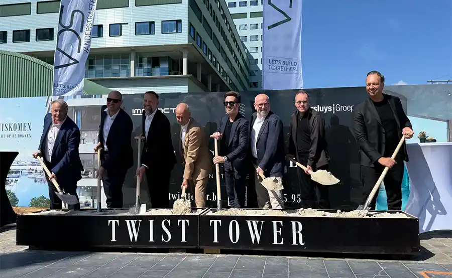 Bouw gestart van Twist Tower in Antwerpen met zwembad op 40 meter hoogte
