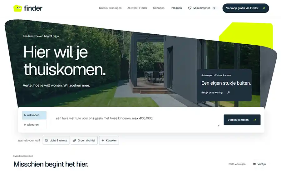 Finder.be maakt vastgoed zoeken en publiceren gratis
