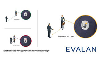 Proximity Badge van Evalan helpt je afstand houden op kantoor